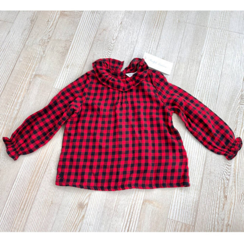 Ralph Lauren Red and Black Plaid Kids Blouse